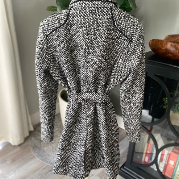 Guess Pea Coat Women Wool Blend Black White Collared Lined Jacket Size medium - Picture 7 of 8